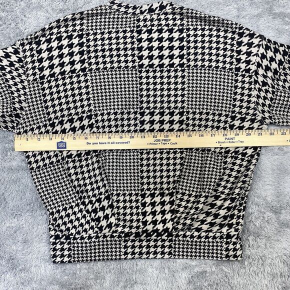Monrow Shirt Women Small Black Houndstooth Sweatshirt Sweater Puff Sleeve USA - Picture 11 of 14